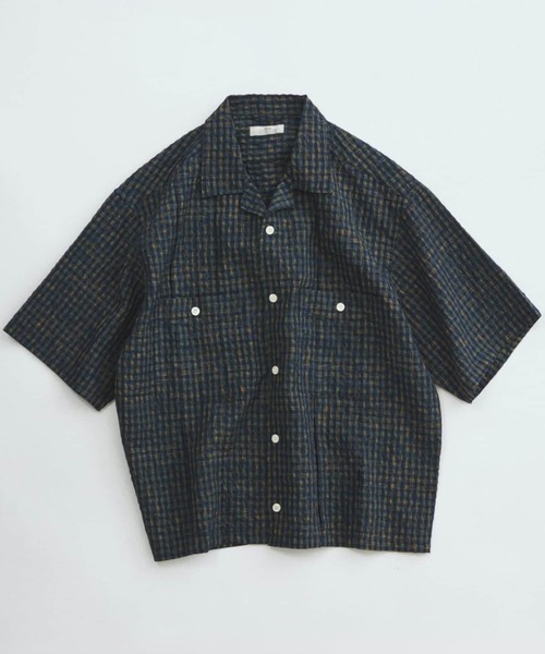 JOURNAL STANDARD relume(ジャーナルスタンダード レリューム)の「サッカー チェック キューバシャツ(シャツ/ブラウス・メンズ・ブラウン/レッド/ネイビー・MEDIUM/LARGE)」の3枚目の写真
