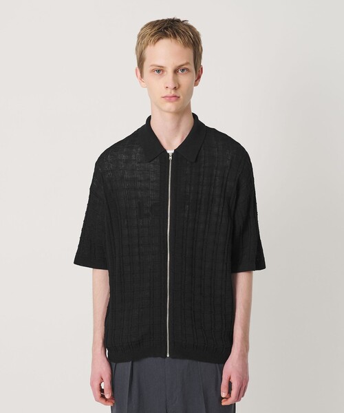 BEAUTY&YOUTH UNITED ARROWS(ビューティーアンドユースユナイテッドアローズ)の「ジャガード フルジップ ショートスリーブ ポロニット ウォッシャブル(カーディガン/ボレロ・メンズ・ダークブラウン/ブラック・L/XL/S/M)」の9枚目の写真