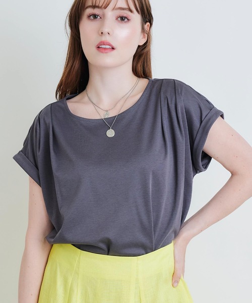PICCIN(ピッチン)の「タックスリーブカットソー(Tシャツ/カットソー・レディース・チャコールグレー/ブラック/オフホワイト・M)」の3枚目の写真
