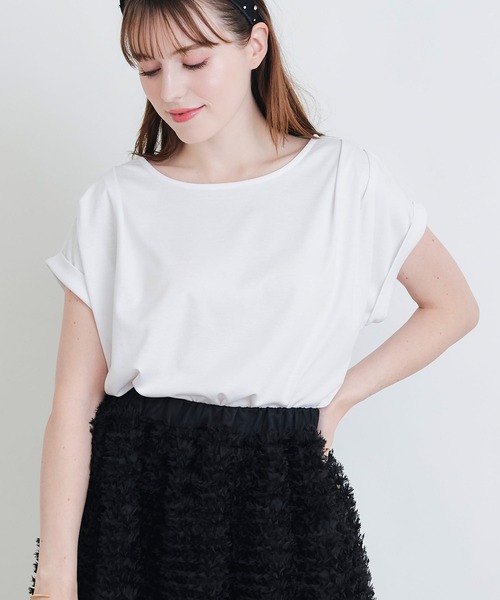 PICCIN(ピッチン)の「タックスリーブカットソー(Tシャツ/カットソー・レディース・チャコールグレー/ブラック/オフホワイト・M)」の4枚目の写真