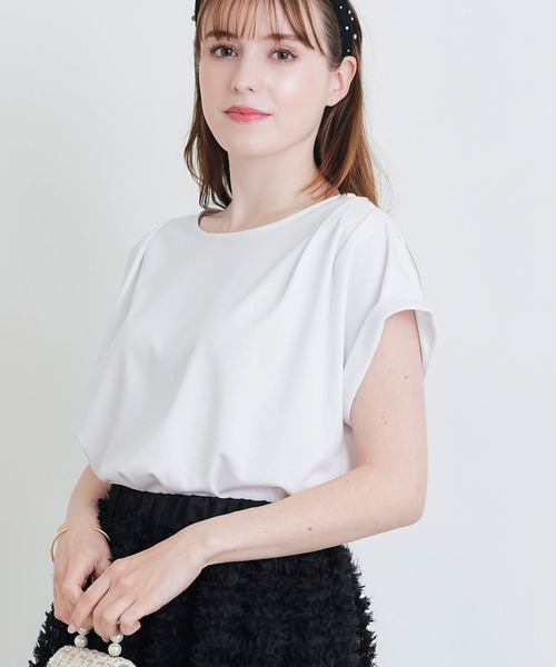 PICCIN(ピッチン)の「タックスリーブカットソー(Tシャツ/カットソー・レディース・チャコールグレー/ブラック/オフホワイト・M)」の5枚目の写真