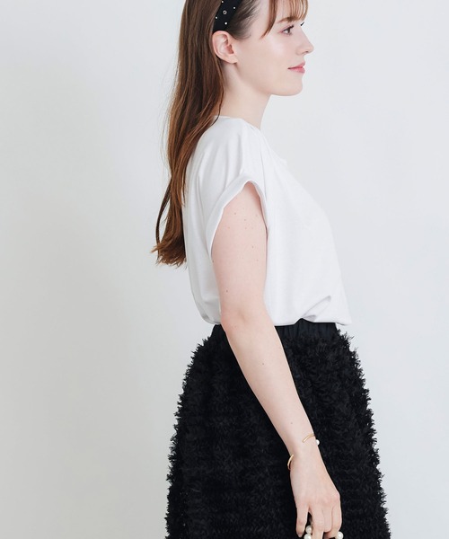 PICCIN(ピッチン)の「タックスリーブカットソー(Tシャツ/カットソー・レディース・チャコールグレー/ブラック/オフホワイト・M)」の7枚目の写真
