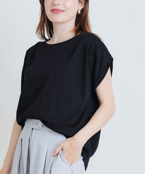 PICCIN(ピッチン)の「タックスリーブカットソー(Tシャツ/カットソー・レディース・チャコールグレー/ブラック/オフホワイト・M)」の12枚目の写真