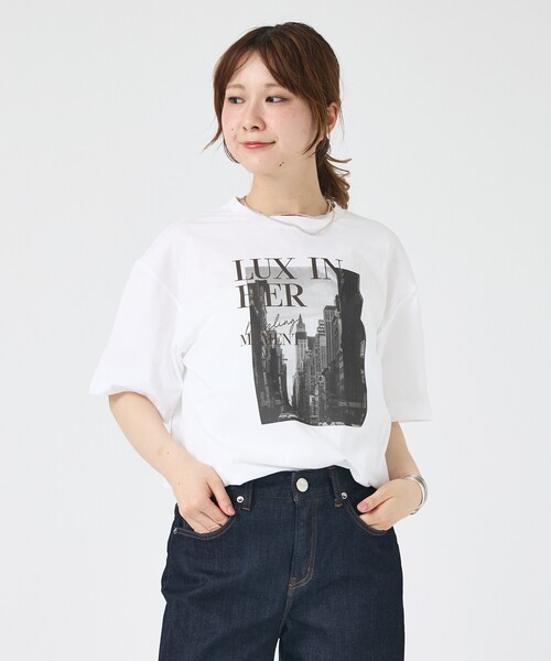 EMMA　ROUGE VIF（エマルージュヴィフ）の「コットンフォトロゴTシャツ/半袖/春服/夏服/洗濯機洗い可能（Tシャツ/カットソー・レディース・チャコールグレー/オフホワイト・フリー）」の16枚目の写真
