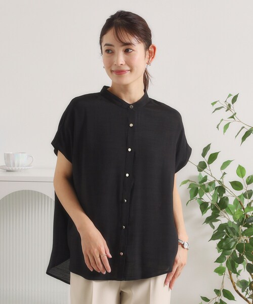 ITS'DEMO(イッツデモ)の「【接触冷感】スラブショルダータックブラウス(シャツ/ブラウス・レディース・ブラック/ライトブルー/グリーン/ライトイエロー系・00)」の8枚目の写真