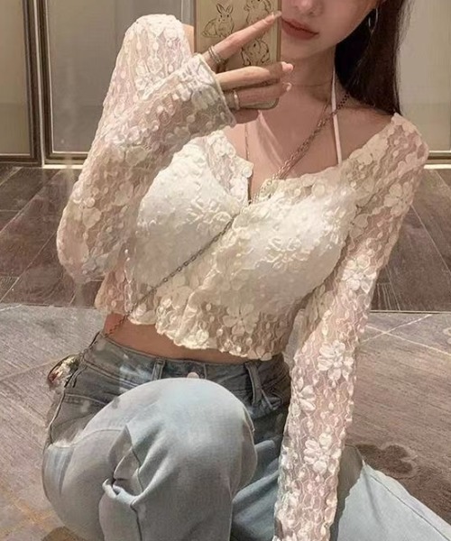 AVYL（アヴィル）の「フラワーレース ボレロカーディガン（Tシャツ/カットソー・レディース・ホワイト/ブラック/アイボリー・M）」の20枚目の写真