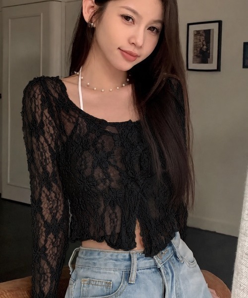 AVYL（アヴィル）の「フラワーレース ボレロカーディガン（Tシャツ/カットソー・レディース・ホワイト/ブラック/アイボリー・M）」の16枚目の写真