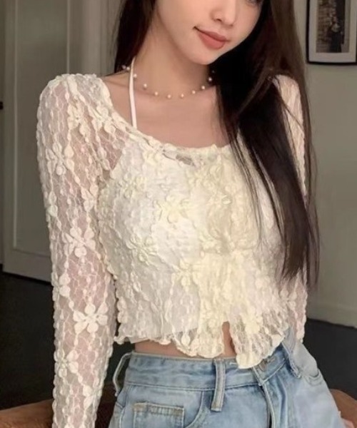 AVYL（アヴィル）の「フラワーレース ボレロカーディガン（Tシャツ/カットソー・レディース・ホワイト/ブラック/アイボリー・M）」の15枚目の写真