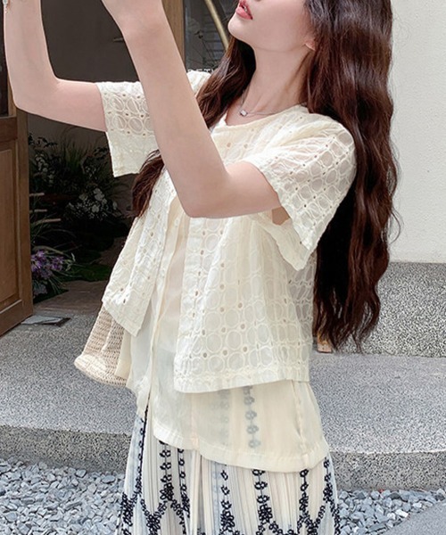 ONEP STAR(ワンピスター)の「カットワークレースブラウス(シャツ/ブラウス・レディース・ベージュ・MEDIUM/LARGE/X-LARGE)」の7枚目の写真