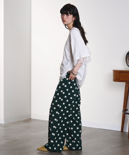 ROSE BUD(ローズバッド)の「LACE DOCKING BIG TEE(Tシャツ/カットソー・レディース・ライトグリーン/ホワイト/グレー・ONE SIZE)」の10枚目の写真