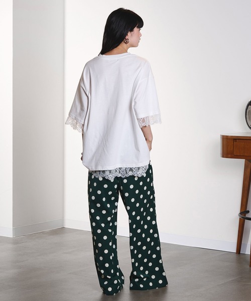 ROSE BUD(ローズバッド)の「LACE DOCKING BIG TEE(Tシャツ/カットソー・レディース・ライトグリーン/ホワイト/グレー・ONE SIZE)」の11枚目の写真