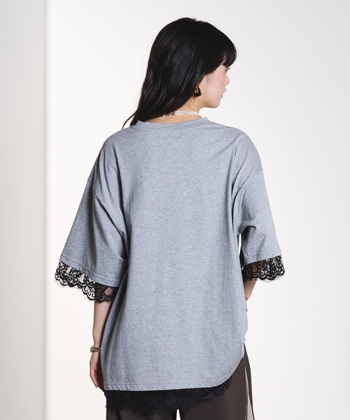 ROSE BUD(ローズバッド)の「LACE DOCKING BIG TEE(Tシャツ/カットソー・レディース・ライトグリーン/ホワイト/グレー・ONE SIZE)」の17枚目の写真