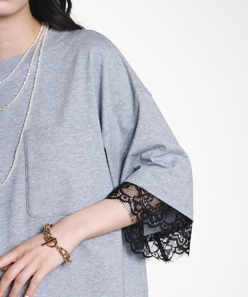 ROSE BUD(ローズバッド)の「LACE DOCKING BIG TEE(Tシャツ/カットソー・レディース・ライトグリーン/ホワイト/グレー・ONE SIZE)」の22枚目の写真