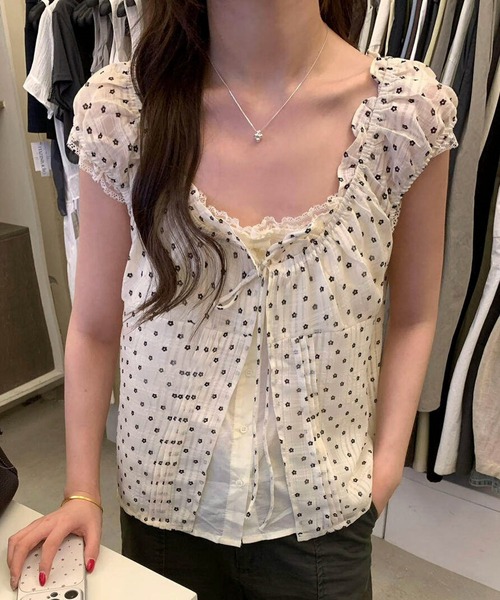 AVYL（アヴィル）の「フロントリボンギンガムチェック半袖ブラウス（シャツ/ブラウス・レディース・ブルー/アイボリー/ブラック/グレー/ブラウン・M）」の15枚目の写真