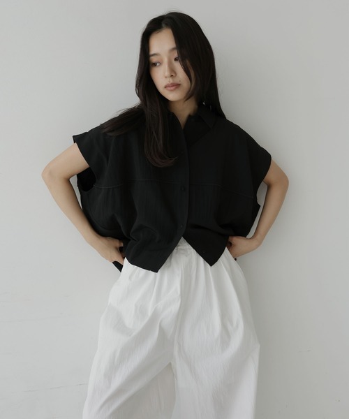  hellam（へラム）の「リネンライクコクーンシャツ（シャツ/ブラウス・レディース・アイボリー/ブラック/グレイッシュベージュ/ブラウン・FREE）」の3枚目の写真