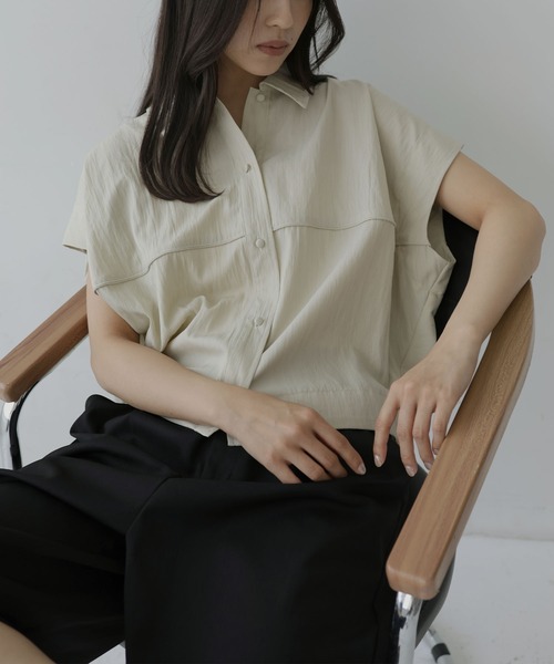  hellam（へラム）の「リネンライクコクーンシャツ（シャツ/ブラウス・レディース・アイボリー/ブラック/グレイッシュベージュ/ブラウン・FREE）」の21枚目の写真