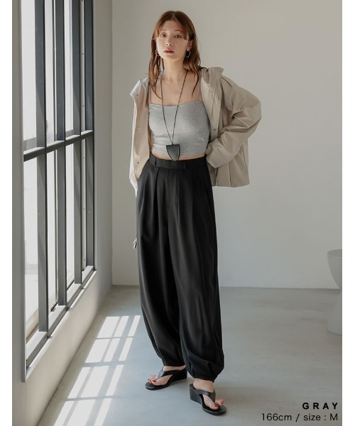 Re:EDIT（リエディ）の「[カップ付/ノンワイヤー/4WAYストレッチ/洗濯機OK/エアリータッチ]Libre Beauty Bra Top クロップドリブキャミソール（キャミソール・レディース・ブラック/グレー・LARGE/MEDIUM）」の11枚目の写真