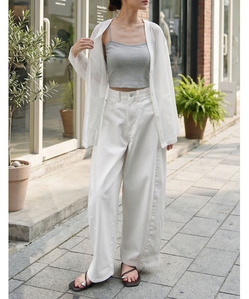 Re:EDIT（リエディ）の「[カップ付/ノンワイヤー/4WAYストレッチ/洗濯機OK/エアリータッチ]Libre Beauty Bra Top クロップドリブキャミソール（キャミソール・レディース・ブラック/グレー・LARGE/MEDIUM）」の13枚目の写真