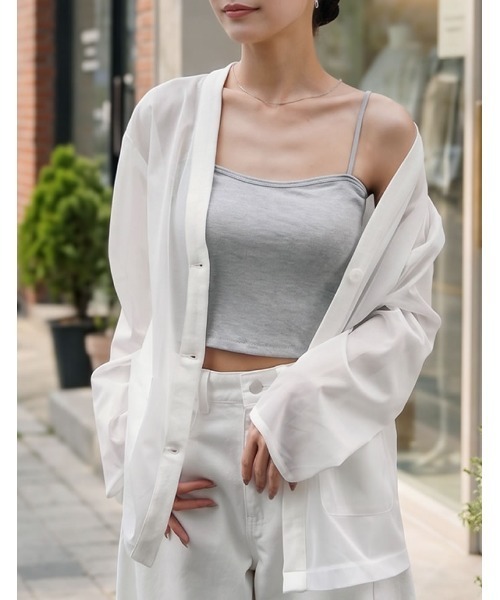 Re:EDIT（リエディ）の「[カップ付/ノンワイヤー/4WAYストレッチ/洗濯機OK/エアリータッチ]Libre Beauty Bra Top クロップドリブキャミソール（キャミソール・レディース・ブラック/グレー・LARGE/MEDIUM）」の14枚目の写真