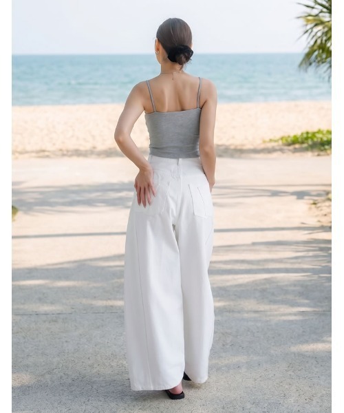 Re:EDIT（リエディ）の「[カップ付/ノンワイヤー/4WAYストレッチ/洗濯機OK/エアリータッチ]Libre Beauty Bra Top クロップドリブキャミソール（キャミソール・レディース・ブラック/グレー・LARGE/MEDIUM）」の16枚目の写真