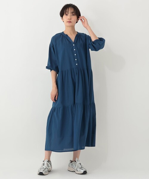 Afternoon Tea(アフタヌーンティー)の「インド製ドビーティアードワンピース(ワンピース・レディース・ブラック/ブルー・MEDIUM)」の3枚目の写真