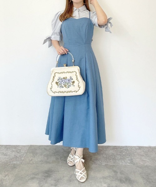 an another angelus（アンアナザーアンジェラス）の「バックカッティングキャミワンピース/fint フィント（ワンピース・レディース・ブルー/ネイビー/ピンクベージュ・FREE）」の5枚目の写真