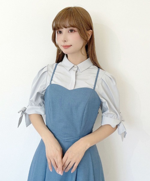 an another angelus（アンアナザーアンジェラス）の「バックカッティングキャミワンピース/fint フィント（ワンピース・レディース・ブルー/ネイビー/ピンクベージュ・FREE）」の6枚目の写真