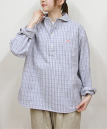 美品✨ダントン ラウンドカラー プルオーバー シャツ ストライプ 38 