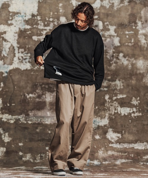 Jih Nunc(ジーヌンク)の「mn3269- 畔編みクルーネックニットソー(JIH-R1227)(ニット/セーター・メンズ・ベージュ/ブラック/チャコール・L/M/S)」の6枚目の写真