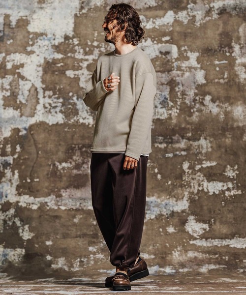 Jih Nunc(ジーヌンク)の「mn3269- 畔編みクルーネックニットソー(JIH-R1227)(ニット/セーター・メンズ・ベージュ/ブラック/チャコール・L/M/S)」の9枚目の写真