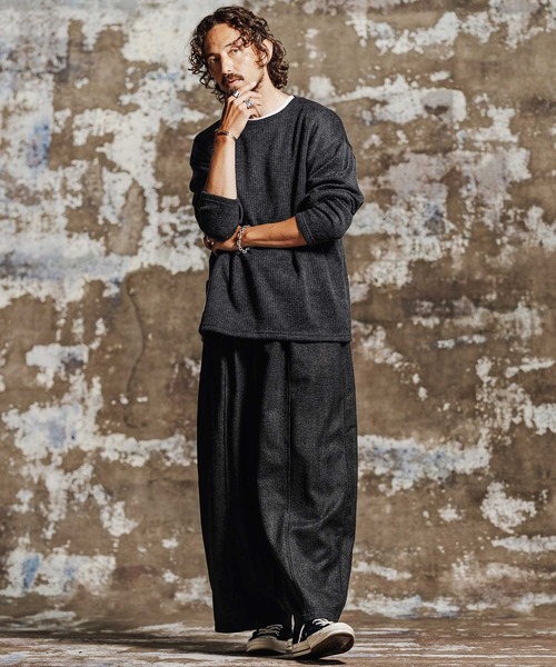 Jih Nunc(ジーヌンク)の「mn3269- 畔編みクルーネックニットソー(JIH-R1227)(ニット/セーター・メンズ・ベージュ/ブラック/チャコール・L/M/S)」の12枚目の写真