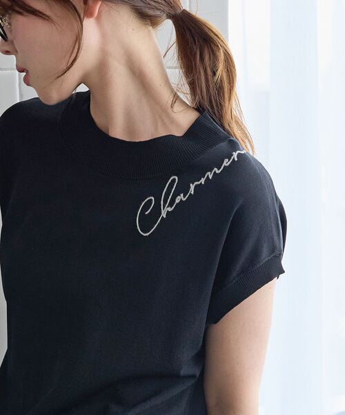 le.coeur blanc(ルクールブラン)の「ネック刺繍フレンチプルオーバー(ニット/セーター・レディース・グレイッシュベージュ/ブラック/オフホワイト・38)」の17枚目の写真