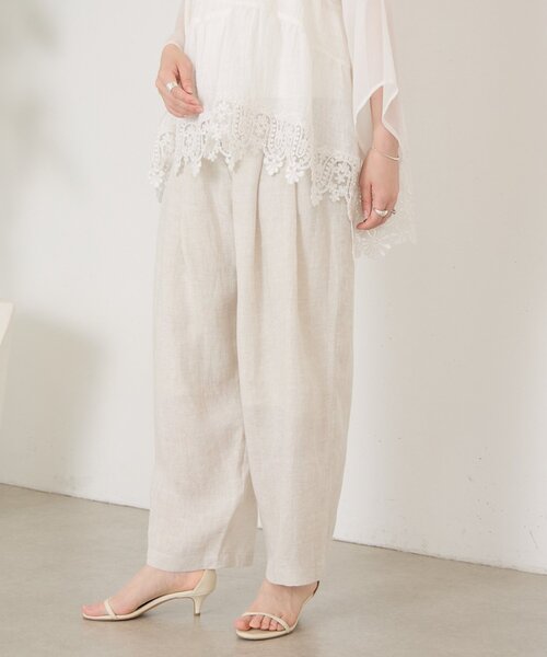 BEARDSLEY(ビアズリー)の「《MAURIZIO MYKONOS》リネンパンツ(その他パンツ・レディース・ベージュ・SMALL)」の1枚目の写真