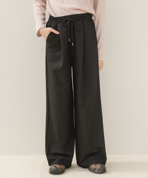 HEILIS(ヘイリス)の「ワイドストレートイージーパンツ / イージーパンツ ワイドパンツ ストレートパンツ ワイドストレートパンツ ロングパンツ ウエストゴム ドロストパンツ リラックスパンツ 韓国 カジュアル オフィスカジュアル スラックス ノームコア デイリー 秋服 冬服 春服 夏服ブラック チャコールグレー ブラウン(その他パンツ・レディース・ブラウン/チャコールグレー/ブラック・FREE)」の2枚目の写真