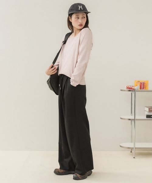 HEILIS(ヘイリス)の「ワイドストレートイージーパンツ / イージーパンツ ワイドパンツ ストレートパンツ ワイドストレートパンツ ロングパンツ ウエストゴム ドロストパンツ リラックスパンツ 韓国 カジュアル オフィスカジュアル スラックス ノームコア デイリー 秋服 冬服 春服 夏服ブラック チャコールグレー ブラウン(その他パンツ・レディース・ブラウン/チャコールグレー/ブラック・FREE)」の12枚目の写真