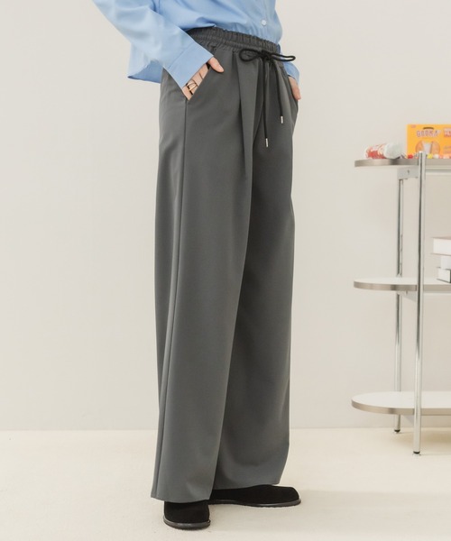 HEILIS(ヘイリス)の「ワイドストレートイージーパンツ / イージーパンツ ワイドパンツ ストレートパンツ ワイドストレートパンツ ロングパンツ ウエストゴム ドロストパンツ リラックスパンツ 韓国 カジュアル オフィスカジュアル スラックス ノームコア デイリー 秋服 冬服 春服 夏服ブラック チャコールグレー ブラウン(その他パンツ・レディース・ブラウン/チャコールグレー/ブラック・FREE)」の14枚目の写真