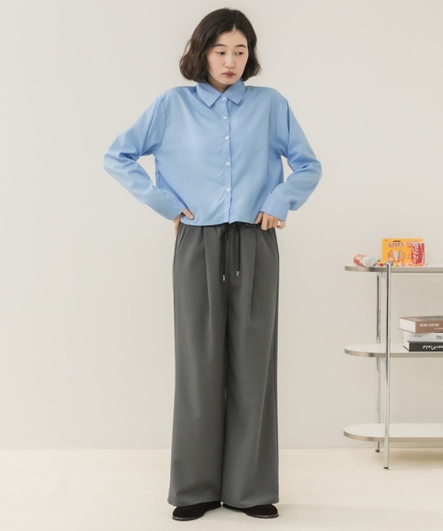 HEILIS(ヘイリス)の「ワイドストレートイージーパンツ / イージーパンツ ワイドパンツ ストレートパンツ ワイドストレートパンツ ロングパンツ ウエストゴム ドロストパンツ リラックスパンツ 韓国 カジュアル オフィスカジュアル スラックス ノームコア デイリー 秋服 冬服 春服 夏服ブラック チャコールグレー ブラウン(その他パンツ・レディース・ブラウン/チャコールグレー/ブラック・FREE)」の17枚目の写真