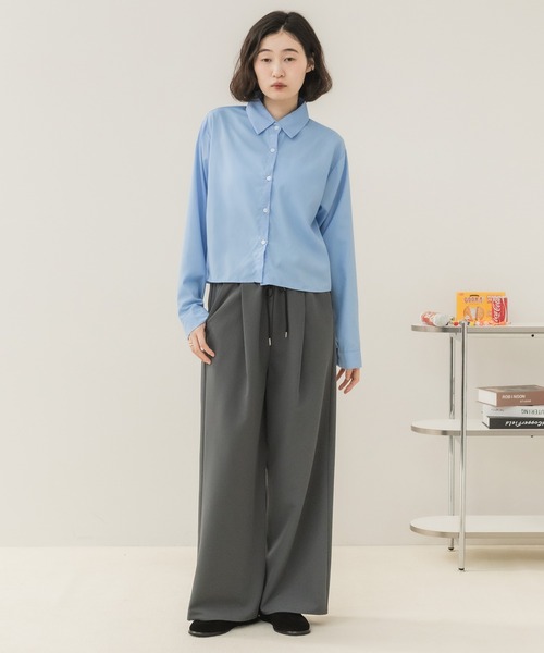 HEILIS(ヘイリス)の「ワイドストレートイージーパンツ / イージーパンツ ワイドパンツ ストレートパンツ ワイドストレートパンツ ロングパンツ ウエストゴム ドロストパンツ リラックスパンツ 韓国 カジュアル オフィスカジュアル スラックス ノームコア デイリー 秋服 冬服 春服 夏服ブラック チャコールグレー ブラウン(その他パンツ・レディース・ブラウン/チャコールグレー/ブラック・FREE)」の18枚目の写真