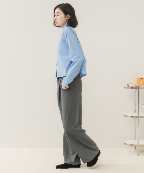 HEILIS(ヘイリス)の「ワイドストレートイージーパンツ / イージーパンツ ワイドパンツ ストレートパンツ ワイドストレートパンツ ロングパンツ ウエストゴム ドロストパンツ リラックスパンツ 韓国 カジュアル オフィスカジュアル スラックス ノームコア デイリー 秋服 冬服 春服 夏服ブラック チャコールグレー ブラウン(その他パンツ・レディース・ブラウン/チャコールグレー/ブラック・FREE)」の19枚目の写真