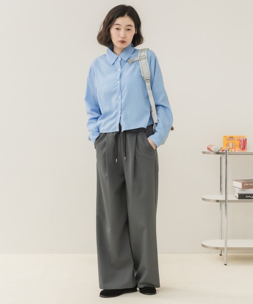 HEILIS(ヘイリス)の「ワイドストレートイージーパンツ / イージーパンツ ワイドパンツ ストレートパンツ ワイドストレートパンツ ロングパンツ ウエストゴム ドロストパンツ リラックスパンツ 韓国 カジュアル オフィスカジュアル スラックス ノームコア デイリー 秋服 冬服 春服 夏服ブラック チャコールグレー ブラウン(その他パンツ・レディース・ブラウン/チャコールグレー/ブラック・FREE)」の21枚目の写真