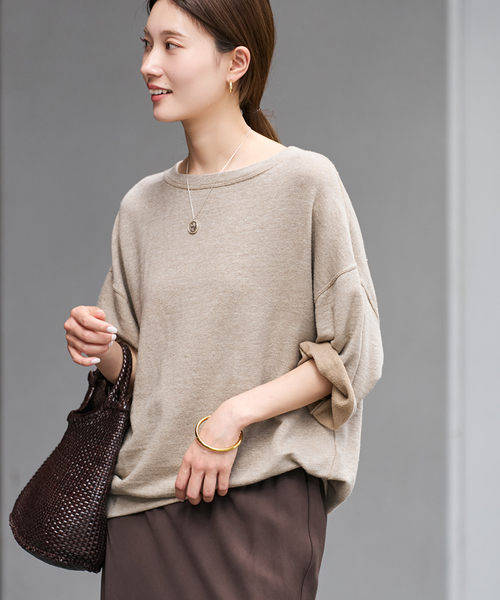 FRAMeWORK(フレームワーク)の「≪追加≫LINEN TERRY LOOSEプルオーバー2(Tシャツ/カットソー・レディース・ベージュ/ホワイト・FREE)」の2枚目の写真