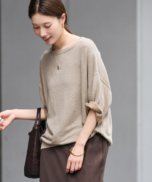 FRAMeWORK(フレームワーク)の「≪追加≫LINEN TERRY LOOSEプルオーバー2(Tシャツ/カットソー・レディース・ベージュ/ホワイト・FREE)」の4枚目の写真
