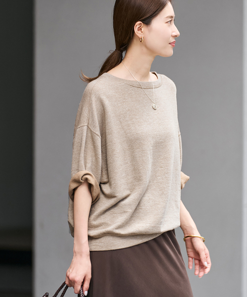 FRAMeWORK(フレームワーク)の「≪追加≫LINEN TERRY LOOSEプルオーバー2(Tシャツ/カットソー・レディース・ベージュ/ホワイト・FREE)」の5枚目の写真