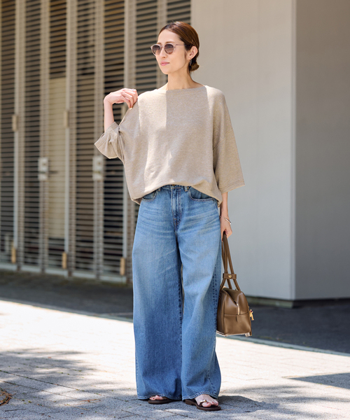 FRAMeWORK(フレームワーク)の「≪追加≫LINEN TERRY LOOSEプルオーバー2(Tシャツ/カットソー・レディース・ベージュ/ホワイト・FREE)」の7枚目の写真