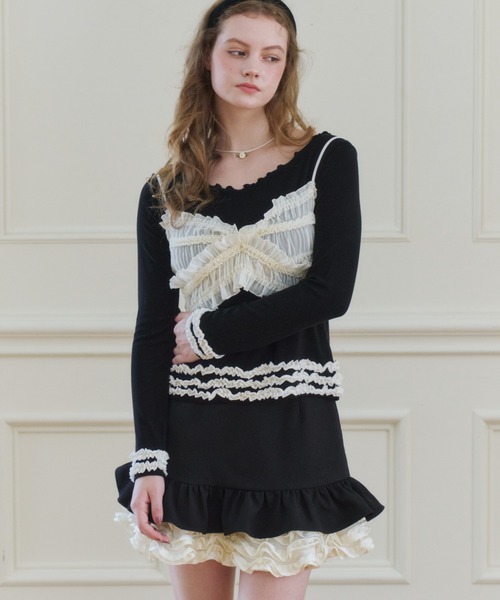 idem(イデム)の「many frill mini skirt / 裾フリルミニスカート(スカート・レディース・ブラック/ブラウン・FREE)」の8枚目の写真