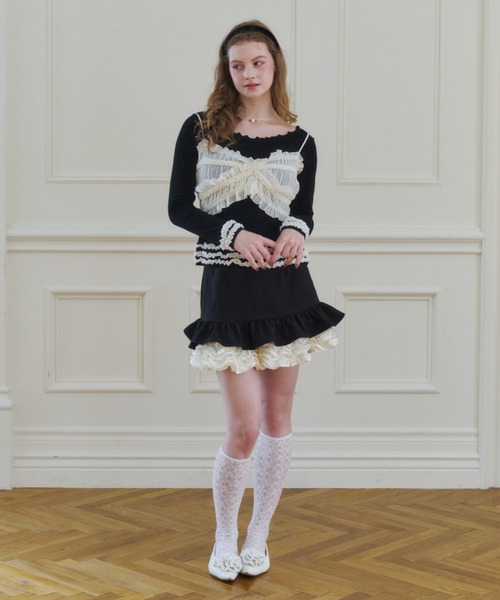 idem(イデム)の「many frill mini skirt / 裾フリルミニスカート(スカート・レディース・ブラック/ブラウン・FREE)」の9枚目の写真
