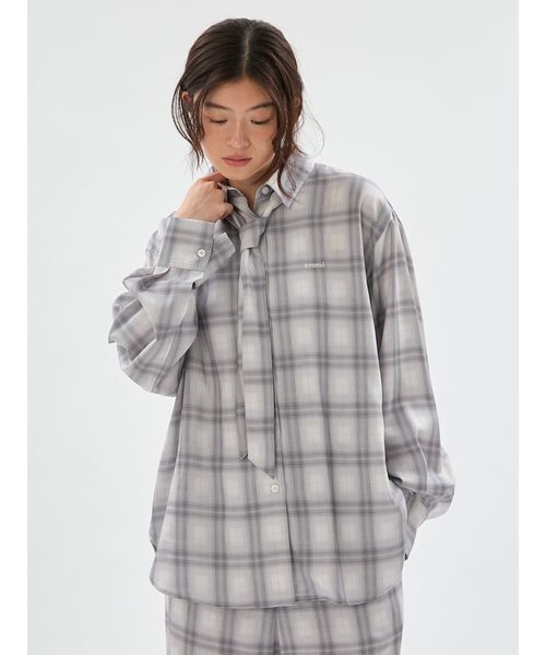 emmi(エミ)の「マルチwayオーバーサイズチェックシャツ【セットアップ対応】(シャツ/ブラウス・レディース・ライトグレー/グリーン/ブラック・F)」の17枚目の写真
