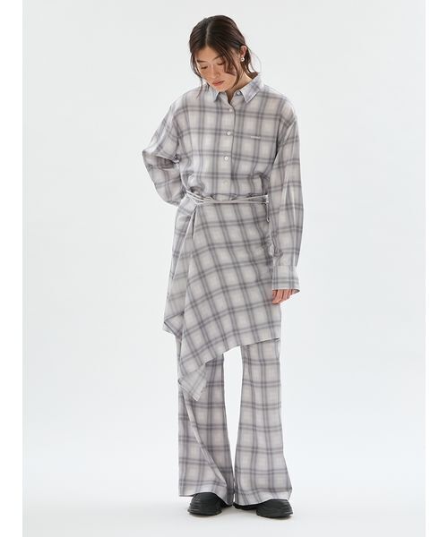 emmi(エミ)の「マルチwayオーバーサイズチェックシャツ【セットアップ対応】(シャツ/ブラウス・レディース・ライトグレー/グリーン/ブラック・F)」の21枚目の写真
