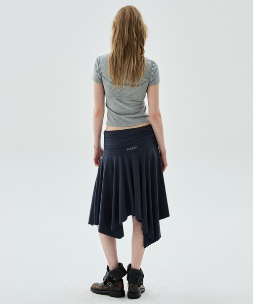 Mardi Mercredi(マルディメクルディ)の「MIDI SKIRT FOLDOVER WAIST / ミディ スカート フォールドオーバー ウエスト(スカート・レディース・ネイビー・FREE)」の11枚目の写真