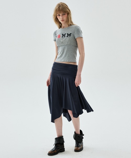 Mardi Mercredi(マルディメクルディ)の「MIDI SKIRT FOLDOVER WAIST / ミディ スカート フォールドオーバー ウエスト(スカート・レディース・ネイビー・FREE)」の9枚目の写真
